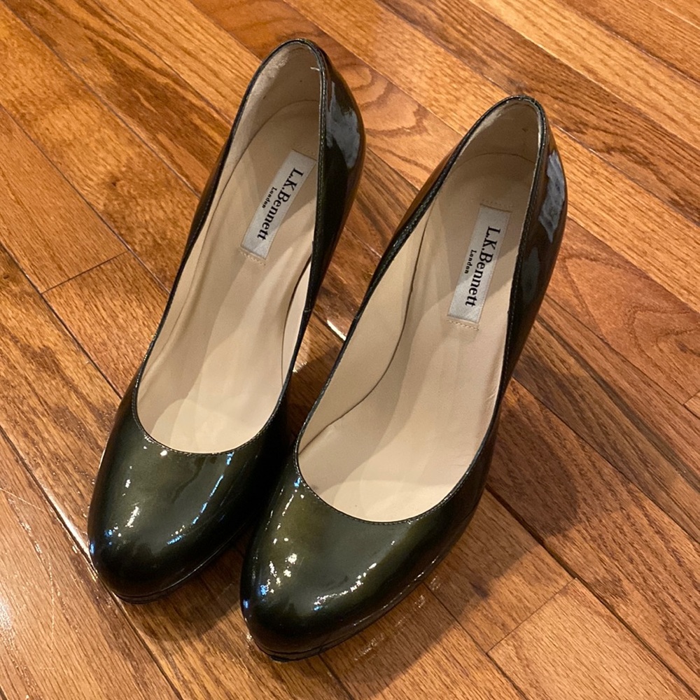 LK Bennet Sledge Black Patent Platform Courts size 39